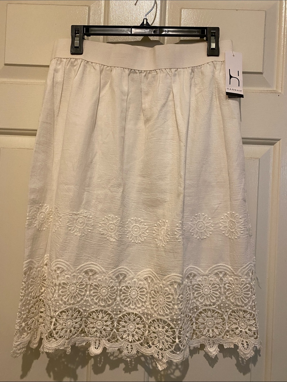 Hannah Cream Crochet-Hem Midi Skirt - Picture 1 of 3